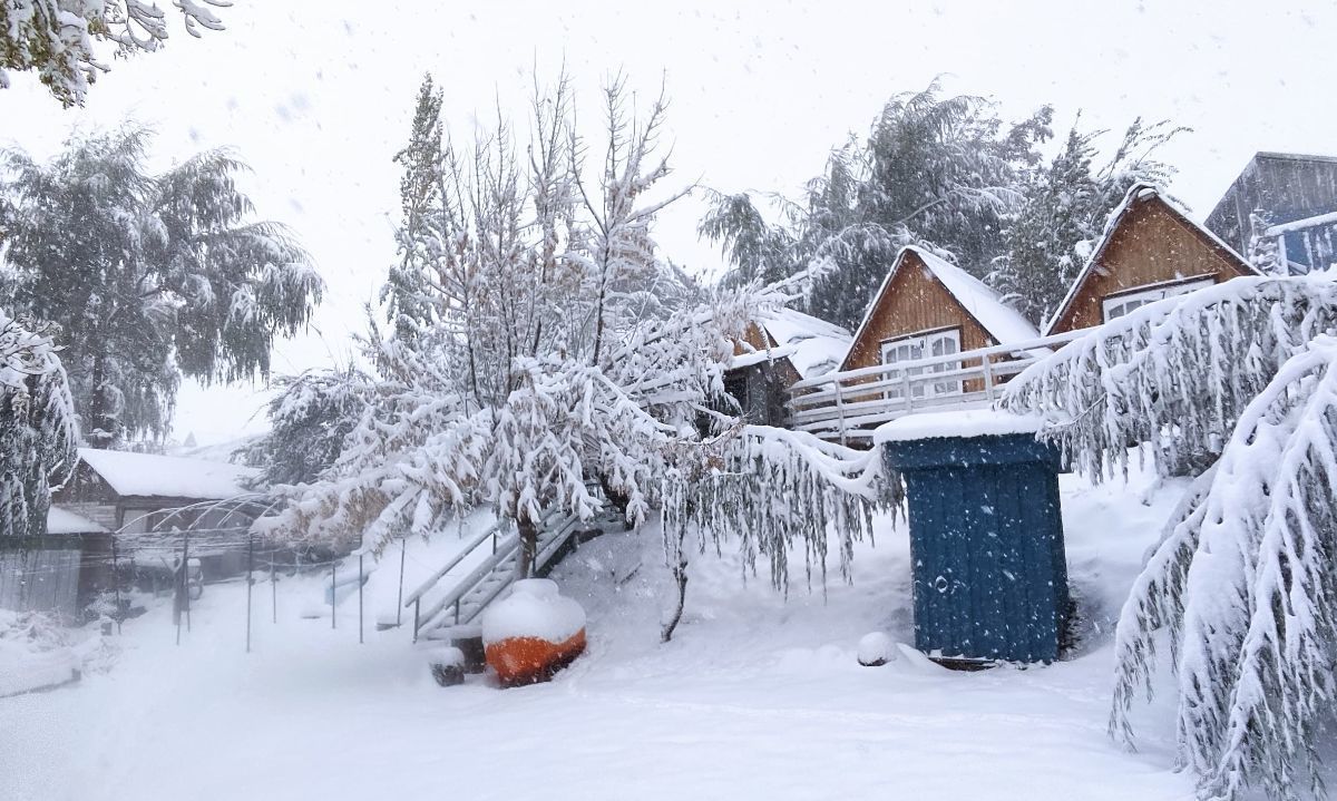 [FOTOS] ¡Cae la Nieve en O'Higgins! Las Termas del Flaco se tiñen de blanco 